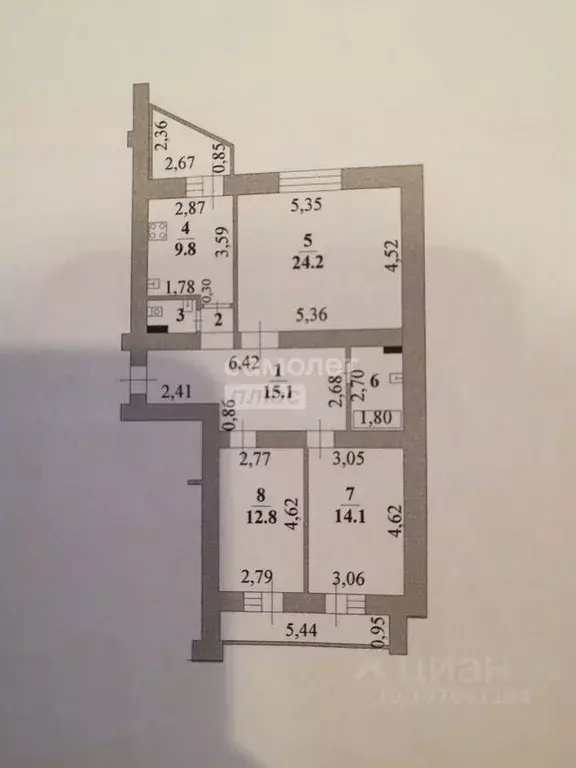 3-к кв. Липецкая область, Липецк ул. А.П. Мистюкова, 3 (83.2 м) - Фото 2
