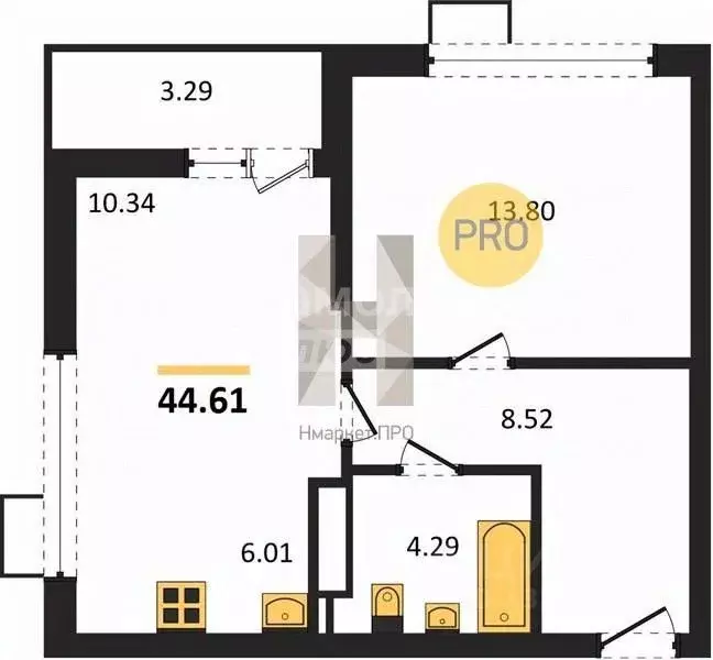 1-к кв. Воронежская область, Воронеж просп. Труда, 117 (44.61 м) - Фото 2