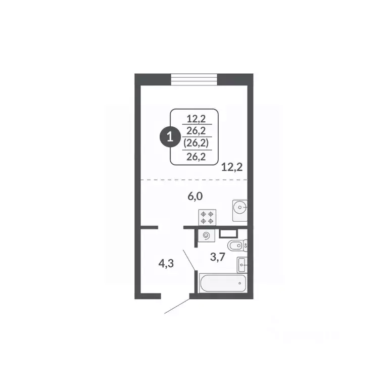 1-к кв. Кировская область, Киров  (26.2 м) - Фото 1