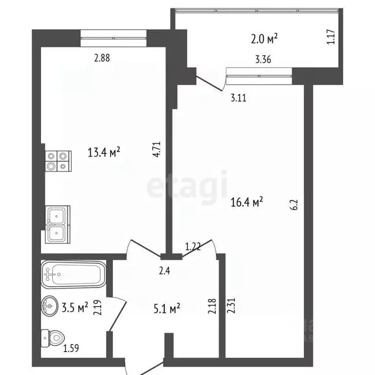 1-к кв. Саха (Якутия), Якутск Якутская ул., 2/17 (38.4 м) - Фото 1