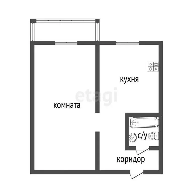 1-комнатная квартира: Курган, улица Куйбышева, 116 (29 м) - Фото 1