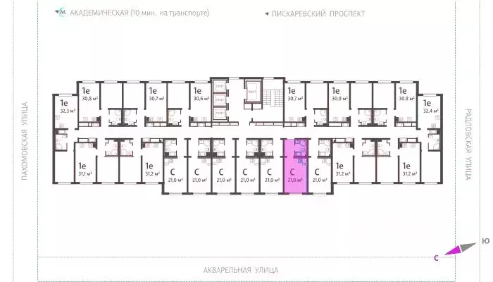 Студия Санкт-Петербург ул. Пахомовская, 12к2 (20.7 м) - Фото 1