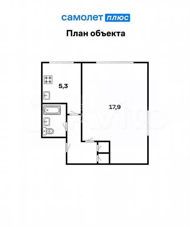 1-к. квартира, 29,4 м, 3/5 эт. - Фото 0