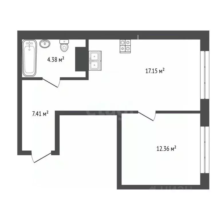 1-к кв. Тюменская область, Тюмень ул. Вадима Бованенко, 7 (40.9 м) - Фото 2