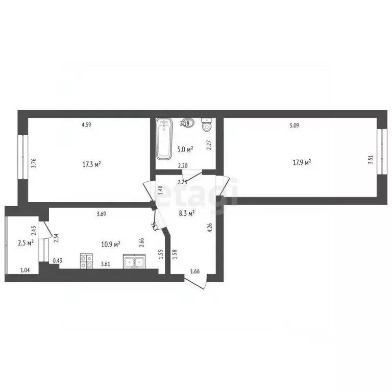 2-к кв. Калининградская область, Калининград Елизаветинская ул., 4 ... - Фото 1