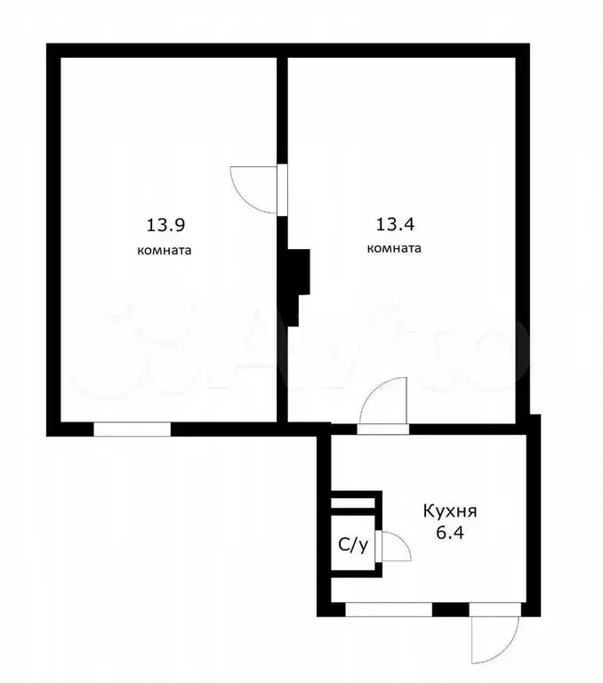 2-к. квартира, 34 м, 1/1 эт. - Фото 0