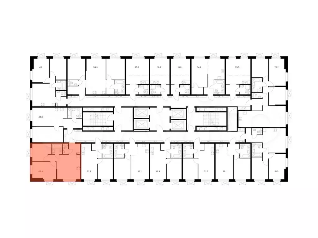 2-к. квартира, 48,5м, 28/33эт. - Фото 1