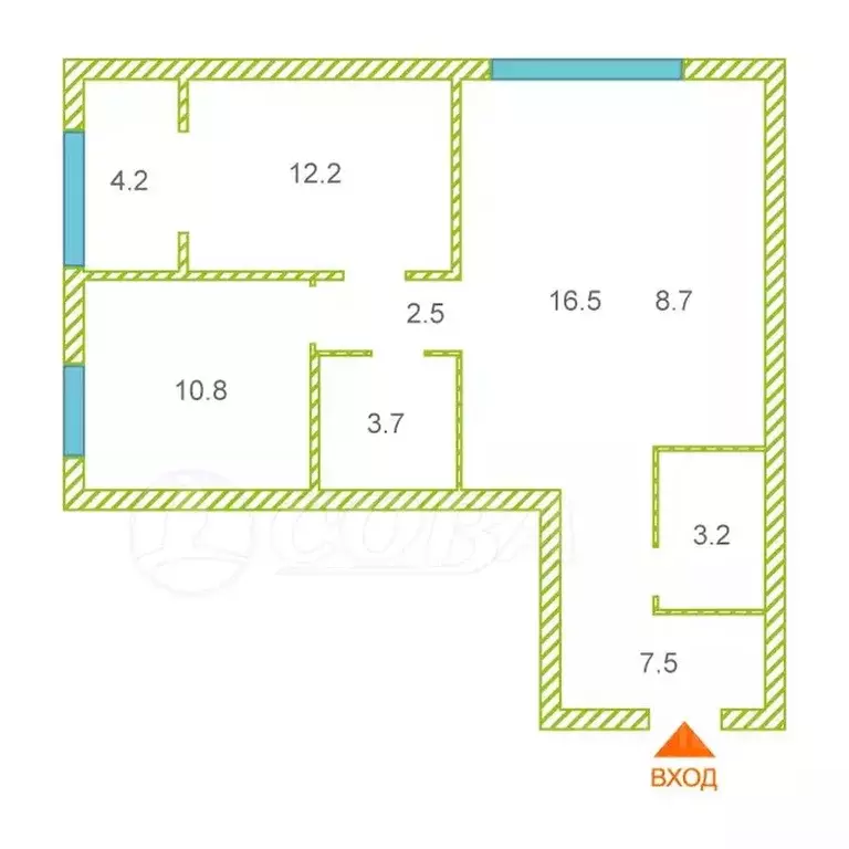 2-к кв. Тюменская область, Тюмень ул. Ильи Кургузова, 3 (69.3 м) - Фото 1