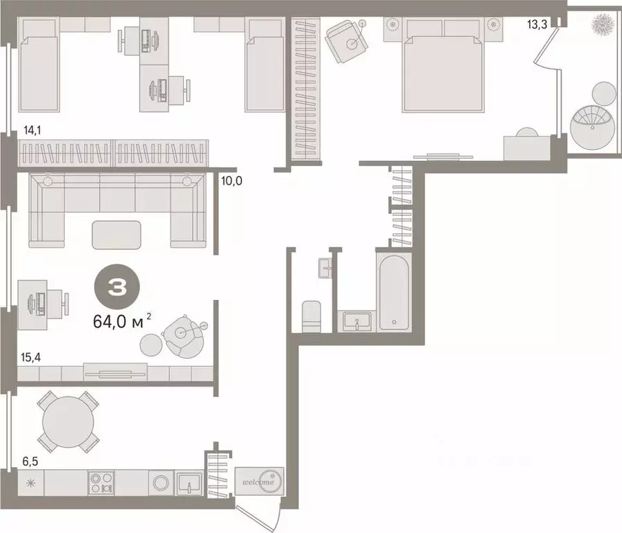 3-к кв. Свердловская область, Екатеринбург ул. Шефская, 61 (63.3 м) - Фото 1
