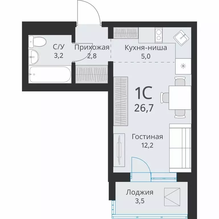 Квартира-студия: Новосибирская область, Обь (24.9 м) - Фото 0