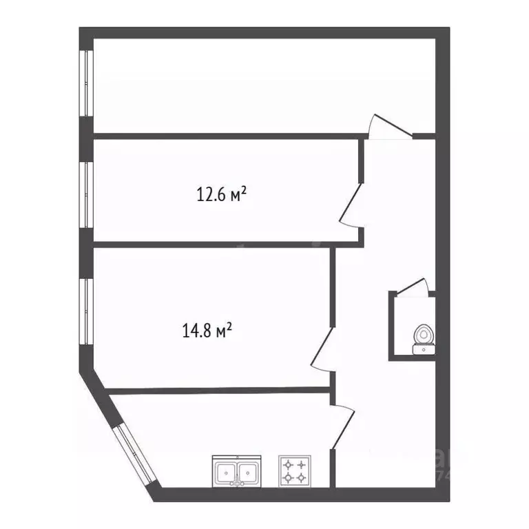 Комната Санкт-Петербург Заозерная ул., 6 (14.8 м) - Фото 2