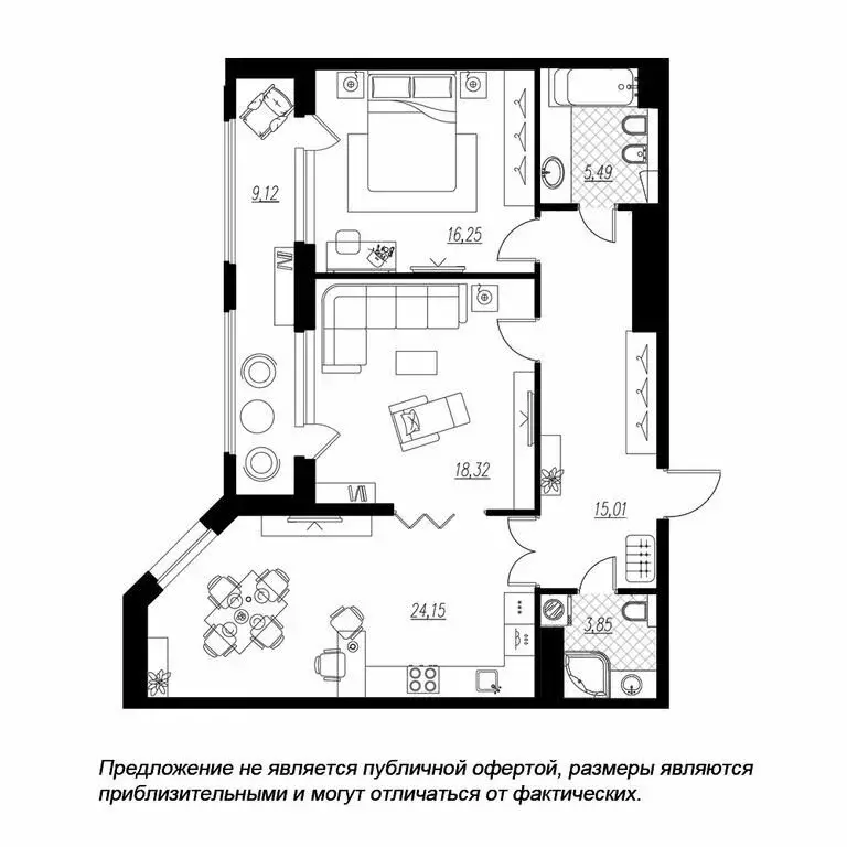 2-комнатная квартира: Санкт-Петербург, Петровская коса (88.6 м) - Фото 0