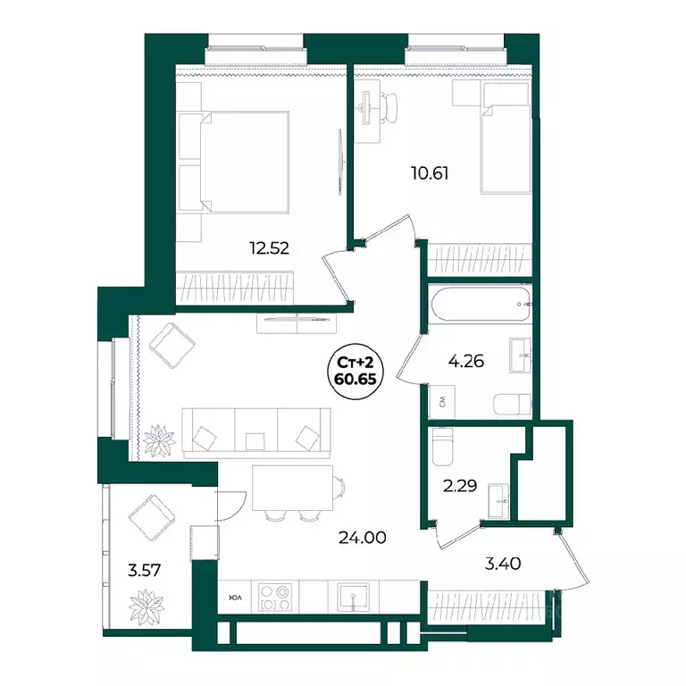 2-к кв. Ханты-Мансийский АО, Нижневартовск 22-й мкр,  (60.65 м) - Фото 0