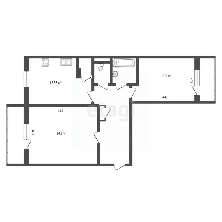2-к кв. Ханты-Мансийский АО, Сургут Университетская ул., 49 (61.6 м) - Фото 1