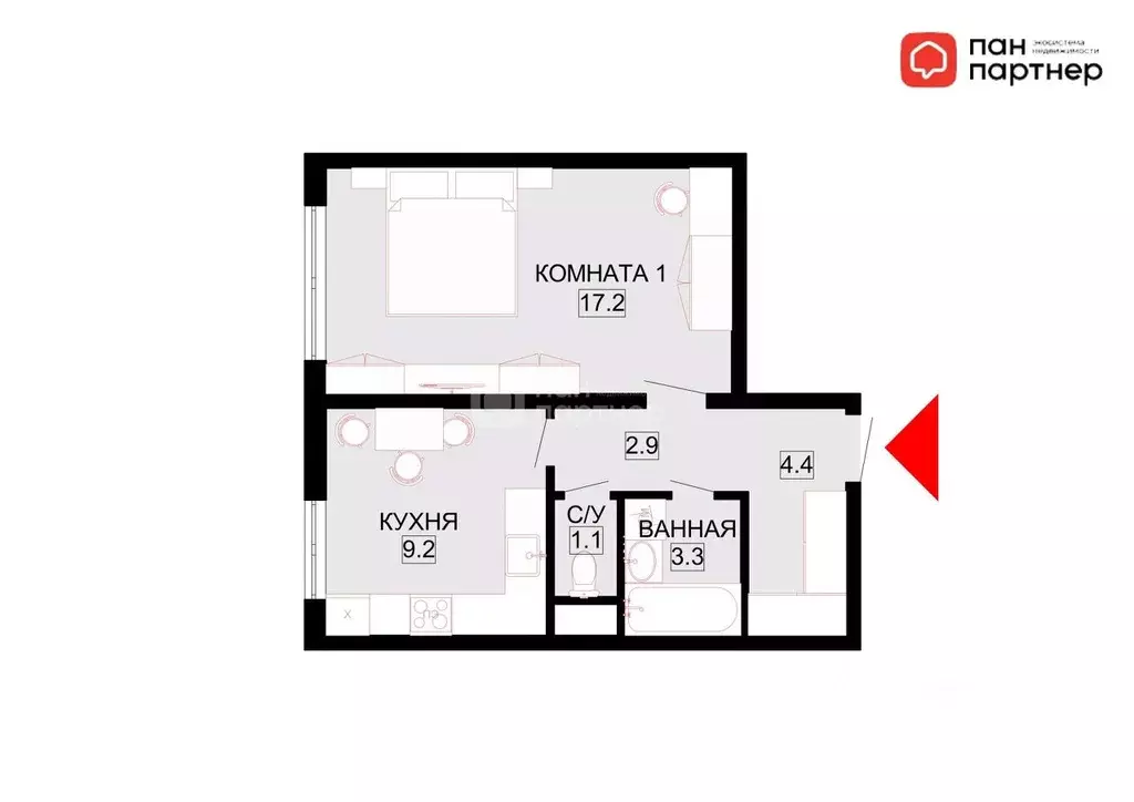 1-к кв. Санкт-Петербург ул. Даниила Хармса, 5к1 (37.8 м) - Фото 2