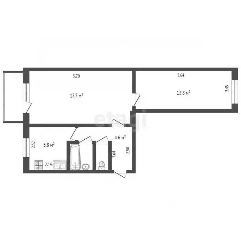 2-к кв. Удмуртия, Ижевск ул. 10 лет Октября, 45 (44.0 м) - Фото 1
