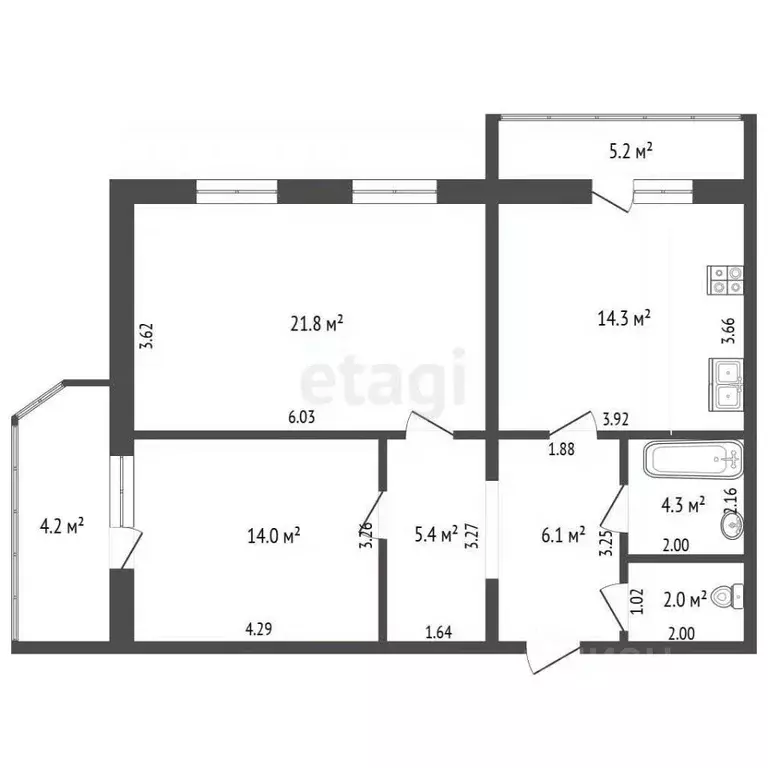 2-к кв. Самарская область, Самара Солнечная ул., 53 (67.9 м) - Фото 2