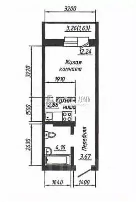 Студия Новосибирская область, Новосибирск ул. Забалуева, 102 (23.0 м) - Фото 1