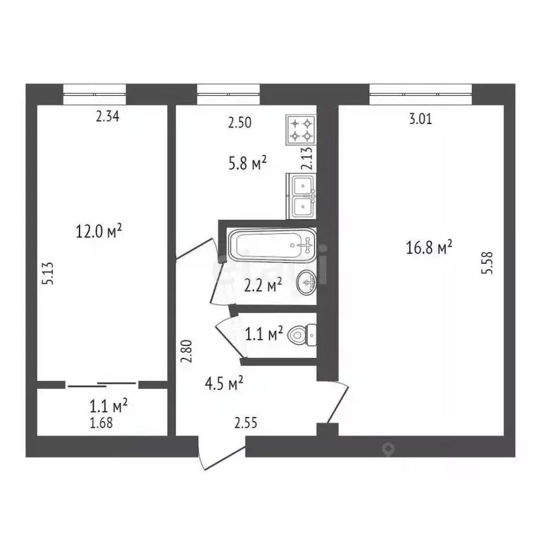 2-к кв. Крым, Армянск Имени Генерала Васильева мкр, 5 (43.5 м) - Фото 1