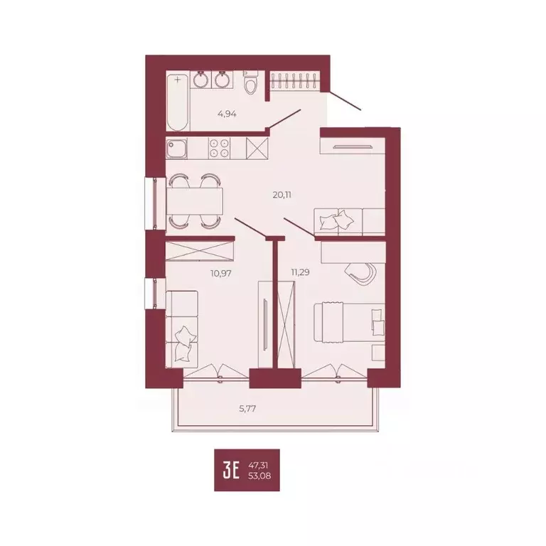 3-к кв. Пензенская область, Пенза ул. Тепличная, 55 (53.08 м) - Фото 1