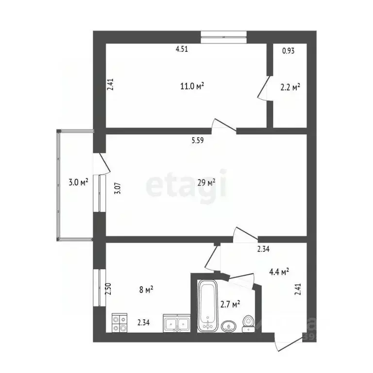 2-к кв. Крым, Саки ул. Строительная (44.4 м) - Фото 2