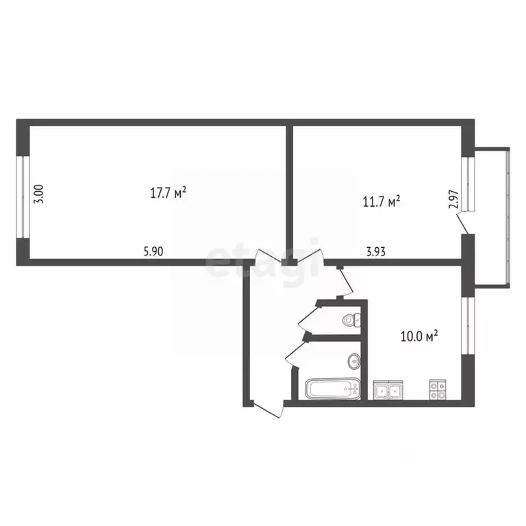 2-к кв. Ханты-Мансийский АО, Сургут просп. Мира, 37/1 (44.0 м) - Фото 1