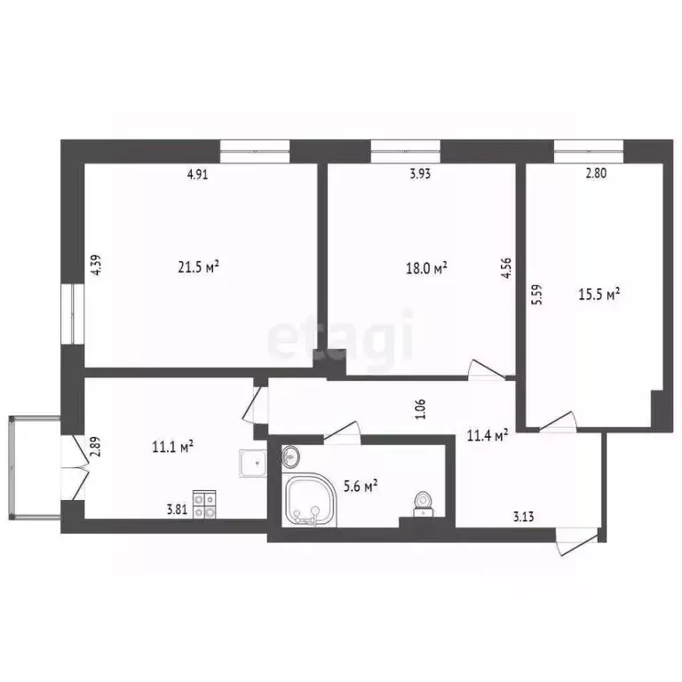 3-к кв. Ярославская область, Ярославль ул. Большая Федоровская, 75 ... - Фото 2