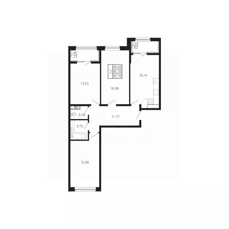 3-к кв. Крым, Феодосия муниципальный округ, Приморский пгт Просторы ... - Фото 1