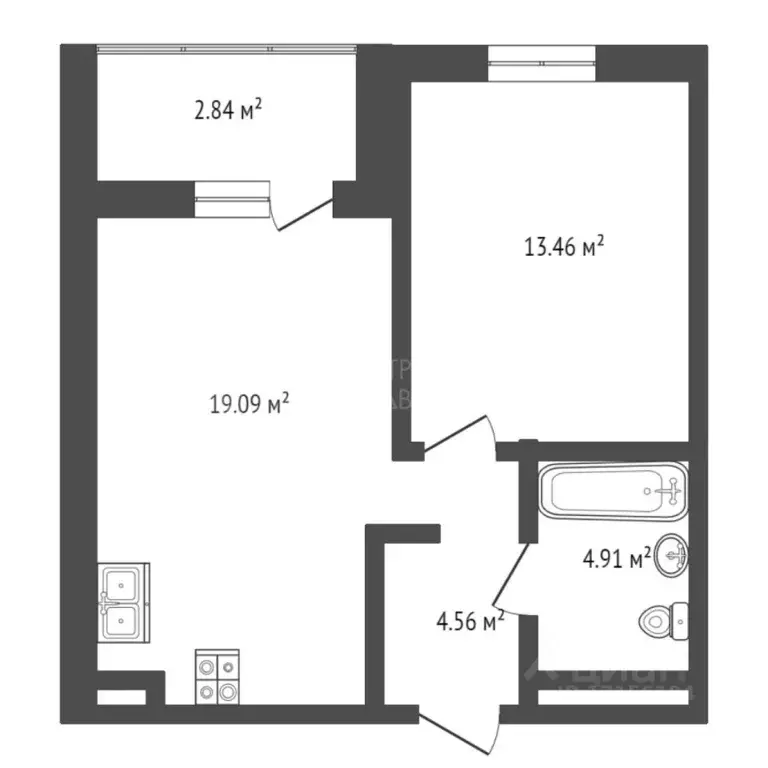 1-к кв. Тюменская область, Тюмень ул. Тимофея Чаркова, 28 (41.0 м) - Фото 0