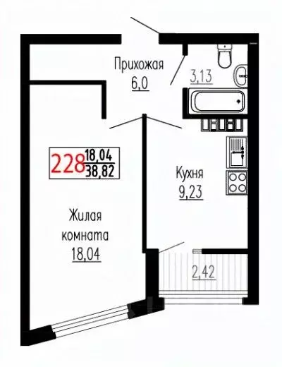 1-к кв. Свердловская область, Екатеринбург ул. Лыжников, 3 (38.5 м) - Фото 1