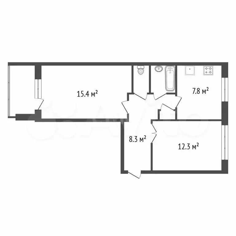 2-к. квартира, 47,6 м, 3/5 эт. - Фото 0