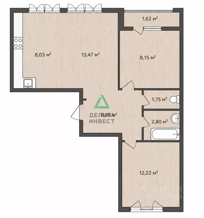 3-к кв. Башкортостан, Уфа ул. Степана Кувыкина, 45 (55.5 м) - Фото 2