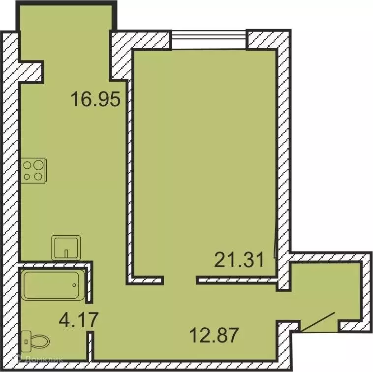 Продаётся 1-к квартира, 55.3 м - Фото 1