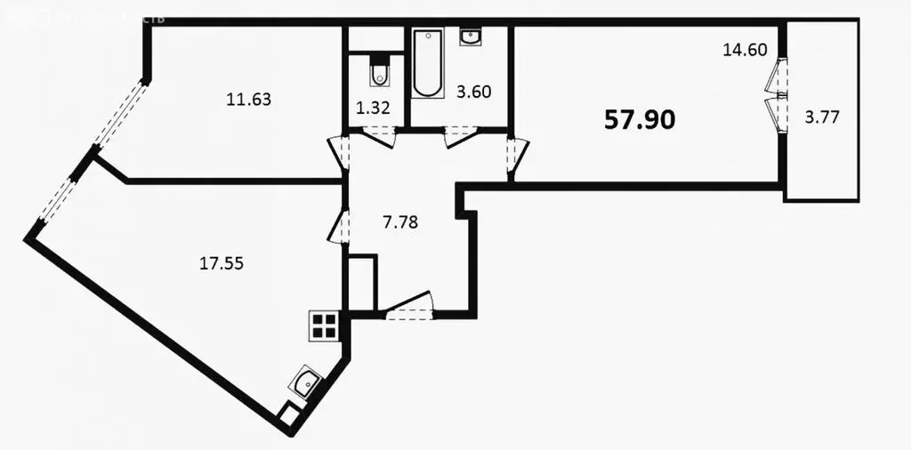 2-комнатная квартира: Санкт-Петербург, Ремесленная улица, 15 (58 м) - Фото 1