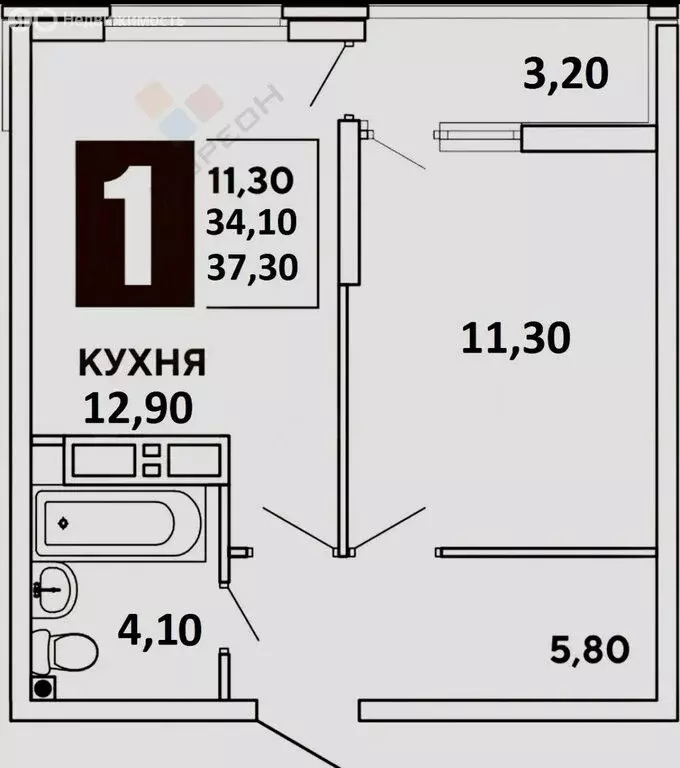 1-комнатная квартира: Краснодар, улица Западный Обход, 39/2к4 (34.1 м) - Фото 0