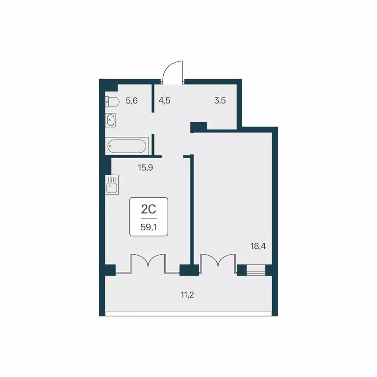 2-комнатная квартира: Алупка, ЖК Вилла Маяк (59.1 м) - Фото 0