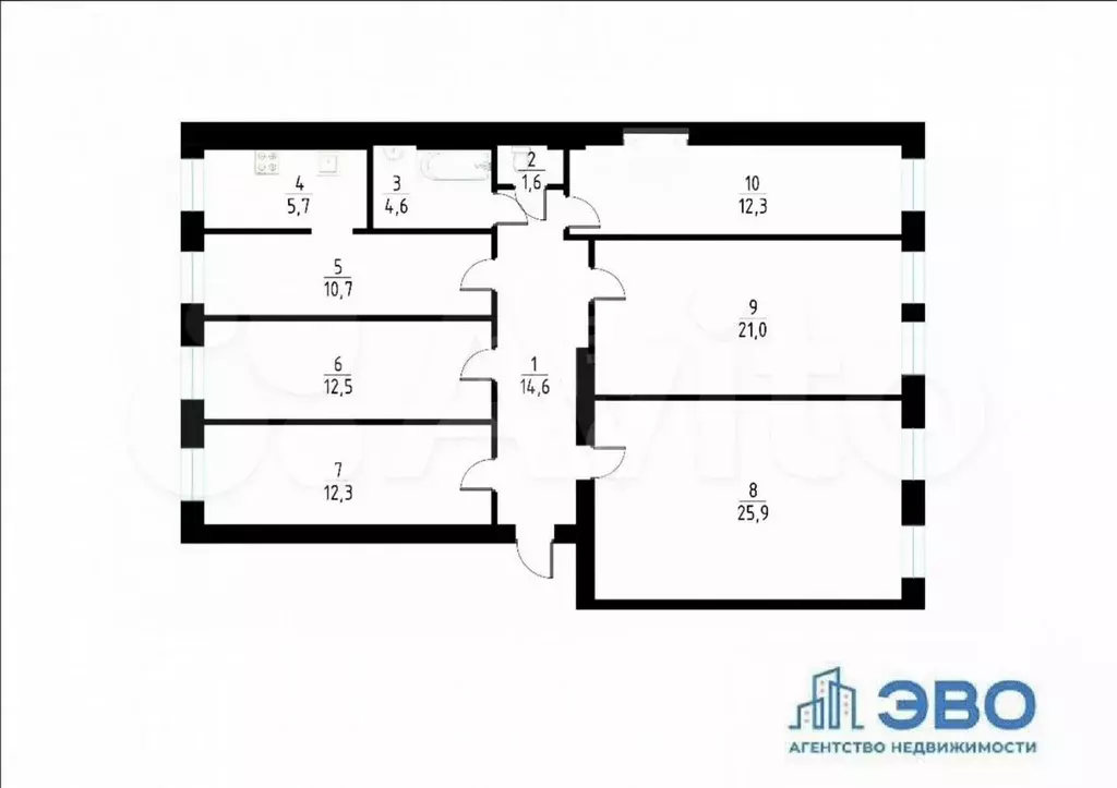 5-к. квартира, 121,5 м, 2/7 эт. - Фото 1
