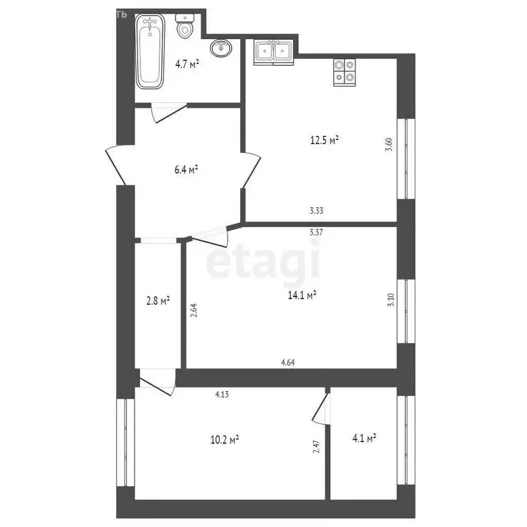 2-комнатная квартира: Севастополь, улица Лизы Чайкиной, 76 (54.8 м) - Фото 1