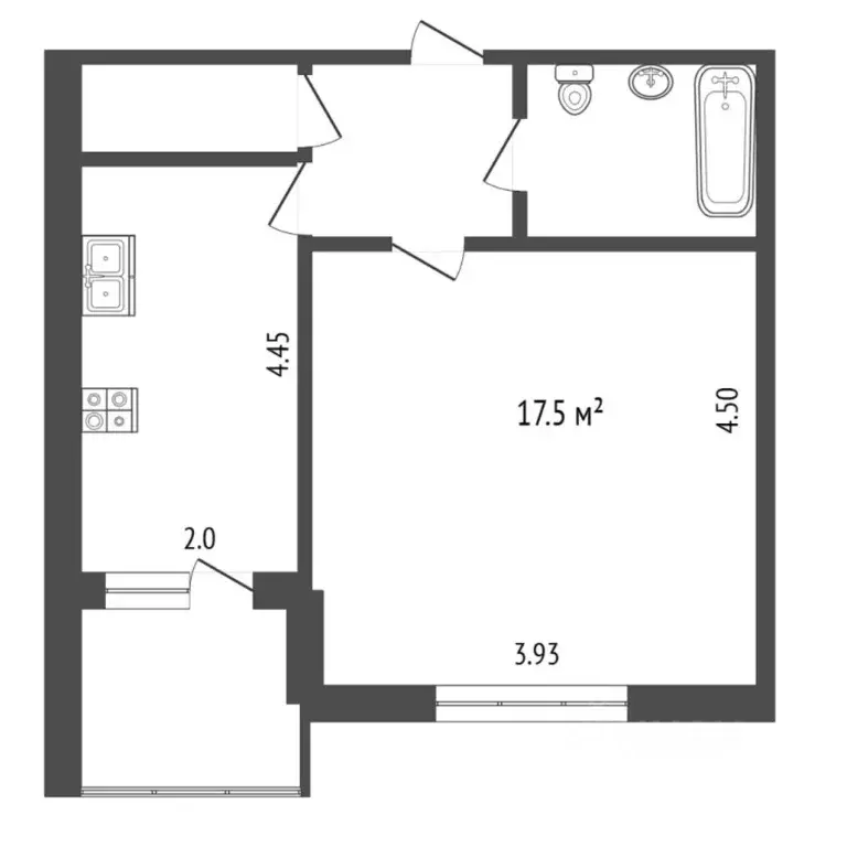 1-к кв. Тюменская область, Тюмень Холодильная ул., 134а (34.6 м) - Фото 2