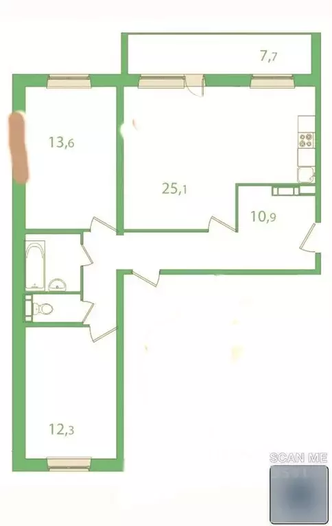 3-к кв. Томская область, Томск Овражный пер., 17 (77.0 м) - Фото 0