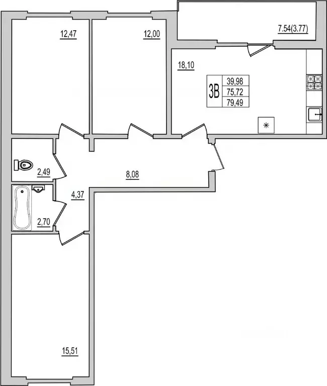 3-к кв. Псковская область, Псков Рижский просп., 94Г (79.49 м) - Фото 1