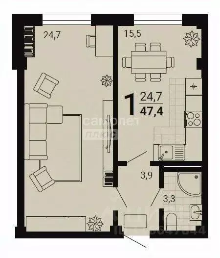 1-к кв. Дагестан, Дербентский район, с. Джалган ул. Дагестанская, 24 ... - Фото 2