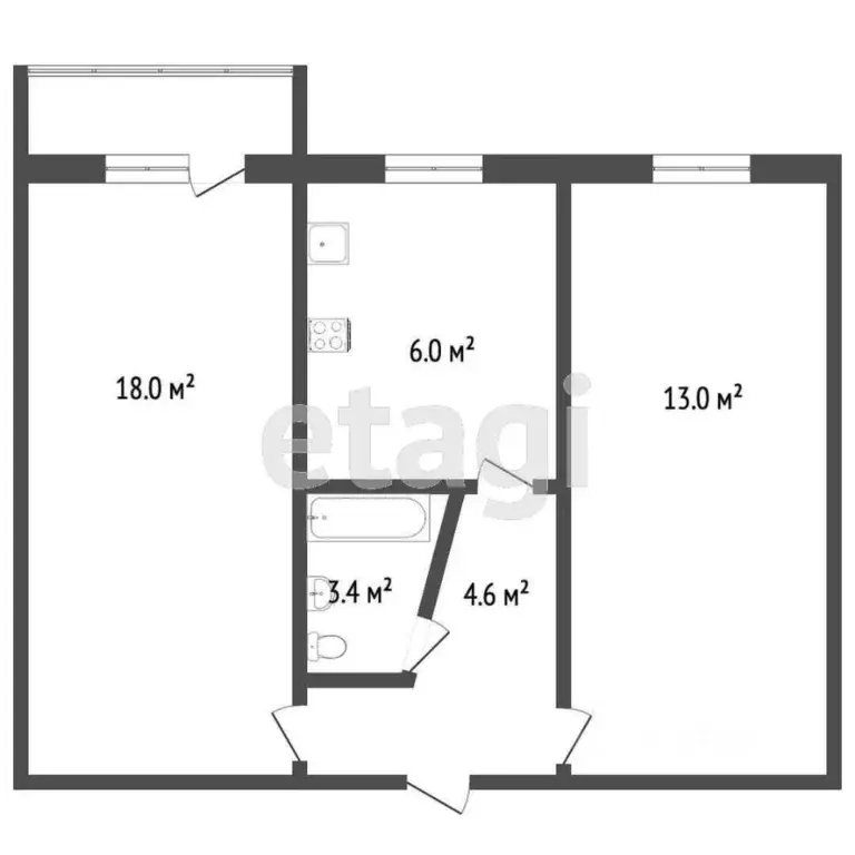 2-к кв. Севастополь ул. Павла Корчагина, 8 (45.0 м) - Фото 1