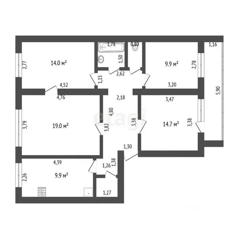 4-к кв. Башкортостан, Стерлитамак ул. Карла Маркса, 149Б (76.2 м) - Фото 2