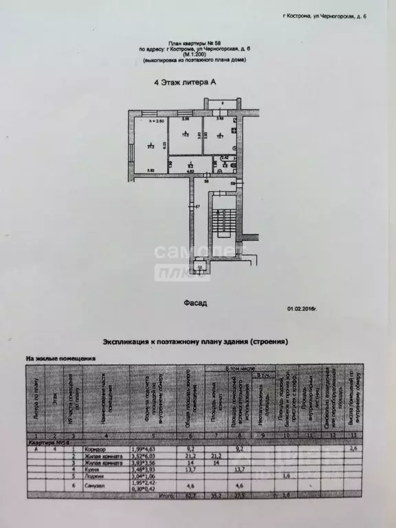 2-к кв. Костромская область, Кострома ул. Черногорская, 6 (62.7 м) - Фото 1