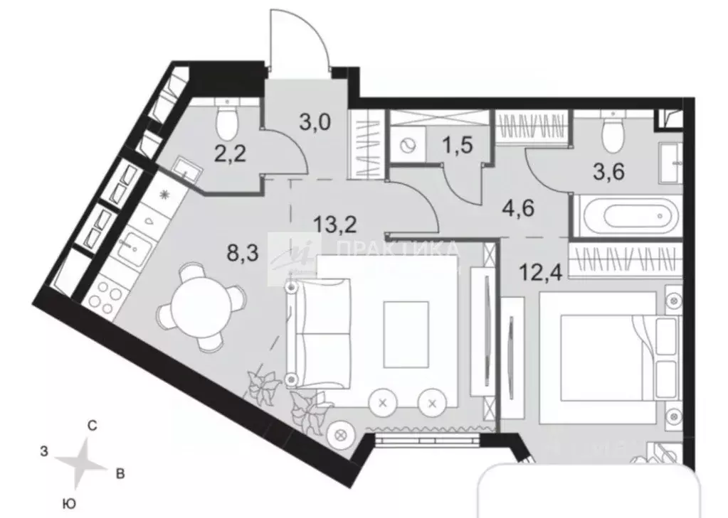 1-к кв. Москва ул. Академика Волгина, 2 (50.0 м) - Фото 2