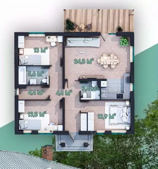 Дом в Краснодарский край, Краснодар Старокорсунская ст-ца, 21 (101 м) - Фото 2