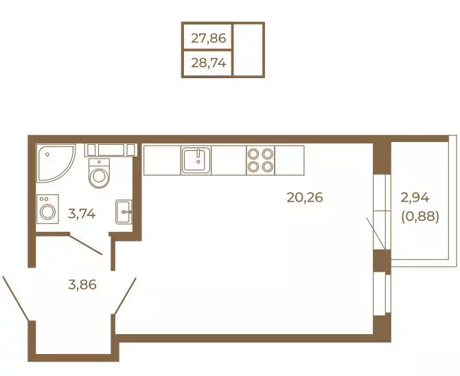 Квартира-студия: Сертолово, Златоглавая улица, 2к2 (28.74 м) - Фото 1