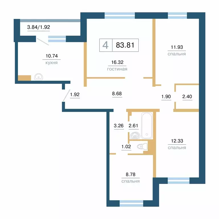Продаётся 4-к квартира, 83.81 м - Фото 0