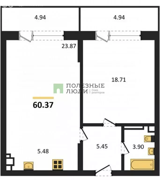 2-комнатная квартира: Ижевск, улица Телегина, 48 (60.37 м) - Фото 1